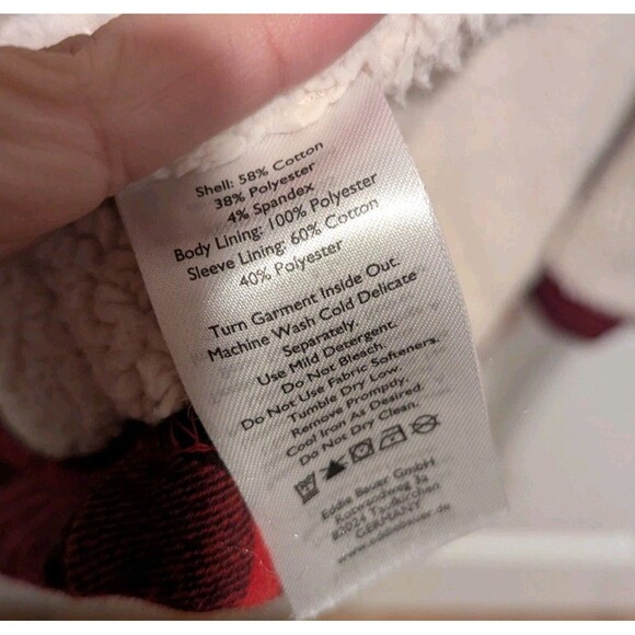 Eddie Bauer Women’s Medium Red Buffalo Plaid Open Front Sherpa Lined Cardigan - Picture 7 of 7